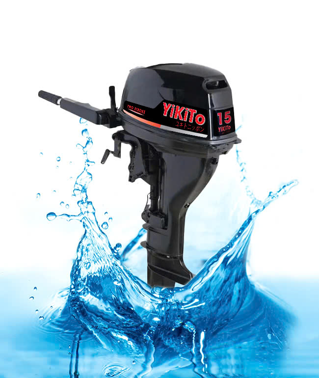 Máy gắn thuyền, gắn cano Yikito 15hp 2 thì chính hãng.